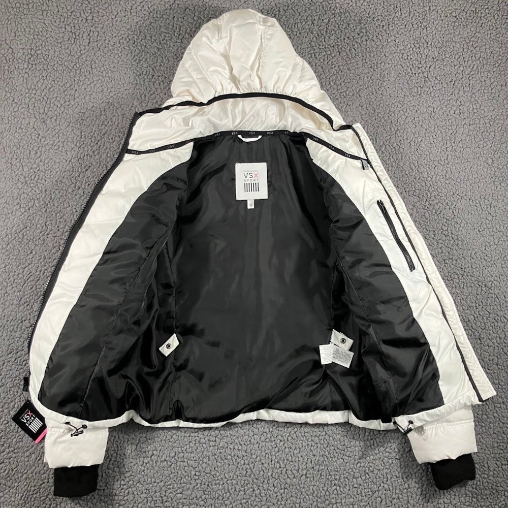 Victoria's Secret VSX Sport White 2-in-1 Down Puffer Jacket Hooded Small NWT - Picture 3 of 11